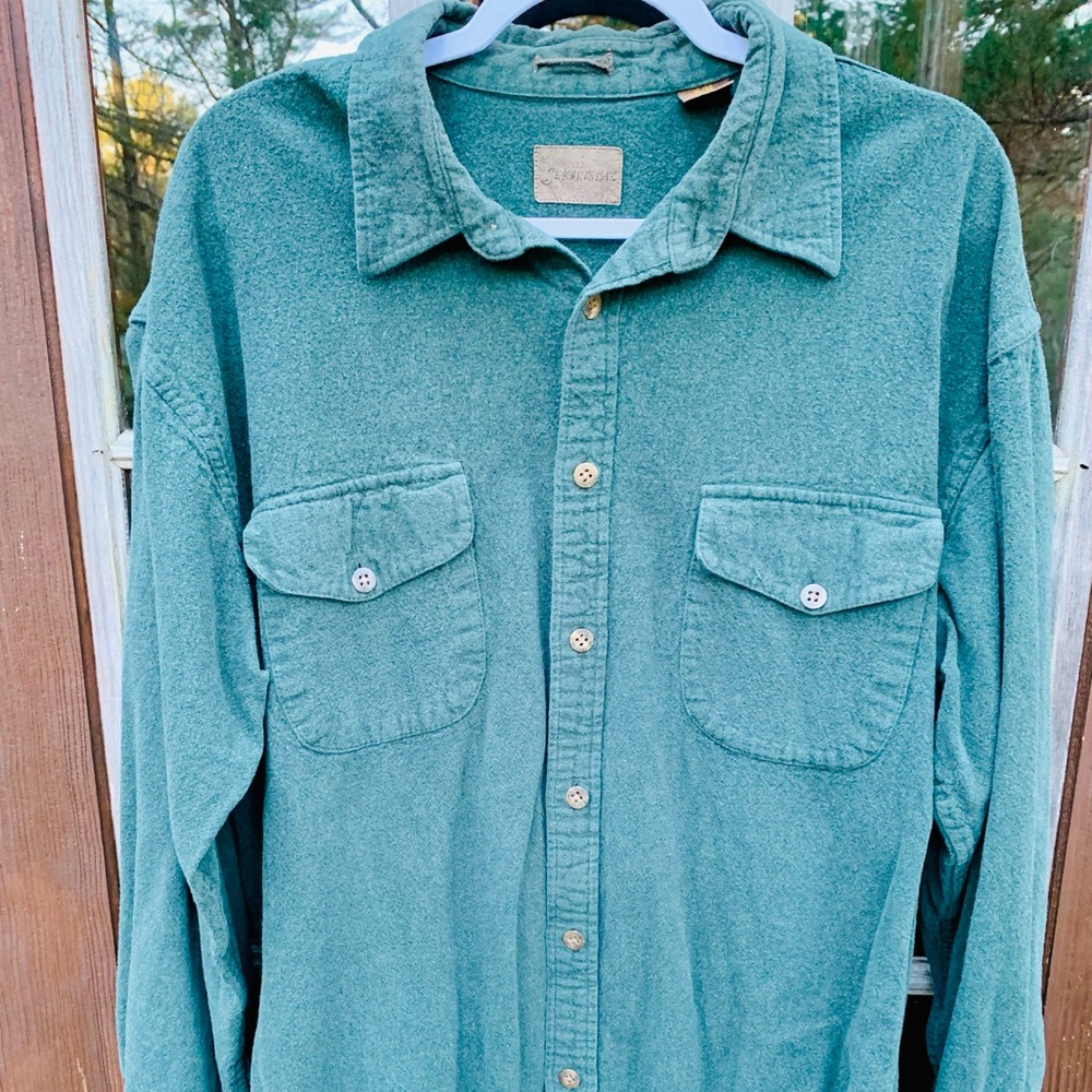 St. John’s Bay Dark Green flannel button down shirt Long-sleeve